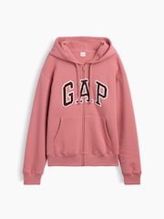Rose/Bourgogne - Sweat à capuche Gap décontracté zippé à logo - Image 5 de 5