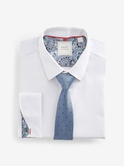 White/Blue Polka Dot Regular Fit Occasion Shirt And Tie Pack - Image 5 of 6