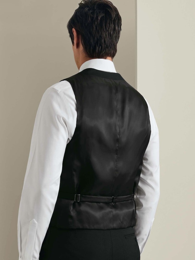 Charles Tyrwhitt Black Adjustable Fit Natural Stretch Twill Waistcoat - Image 2 of 4