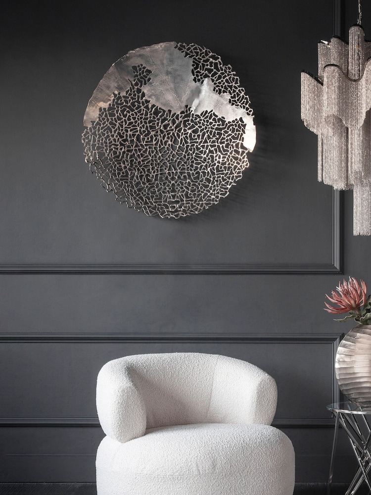 Libra Interiors Silver Apo Coral Aluminium Wall Plaque - Image 1 of 3