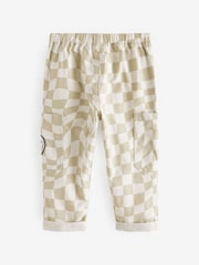 Neutral Checkerboard 100% Cotton Side Pocket Pull-On Trousers (3mths-7yrs) - Image 5 of 6