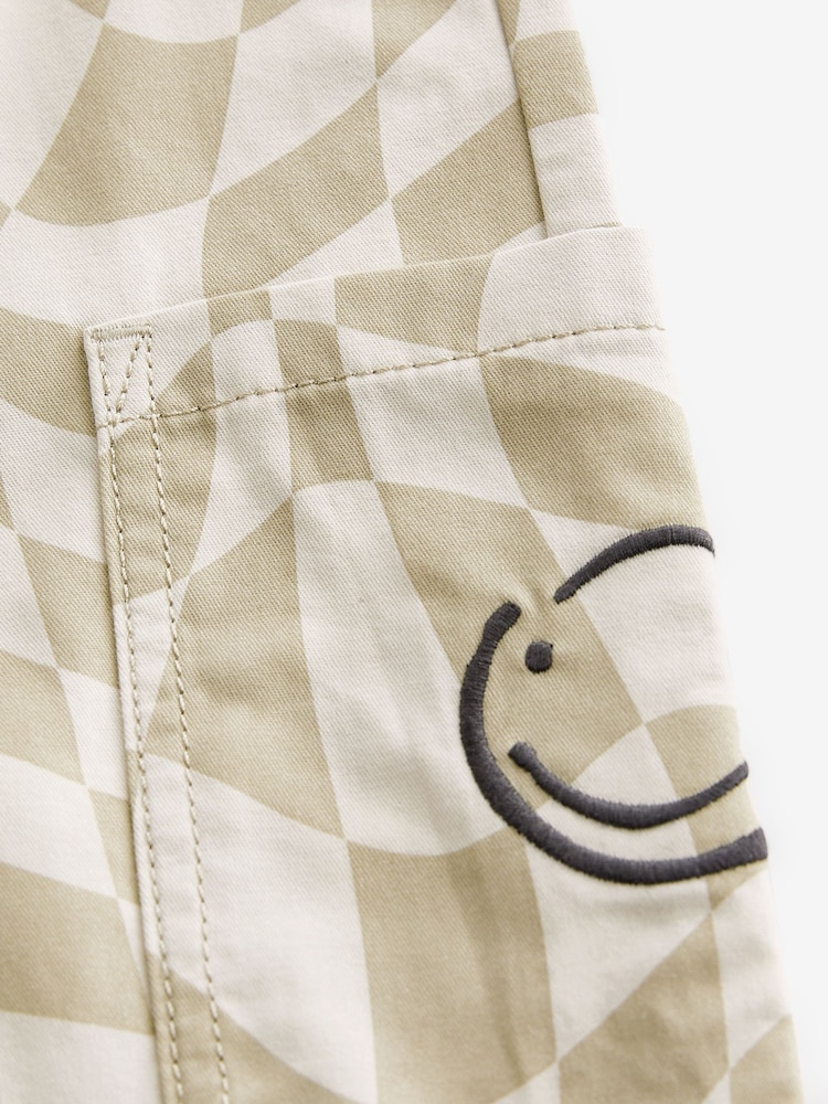Neutral Checkerboard 100% Cotton Side Pocket Pull-On Trousers (3mths-7yrs) - Image 6 of 6