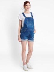 JoJo Maman Bébé Mid Wash Blue Denim Short Maternity Dungarees - Image 5 of 5
