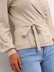Kaffe Natural Anno Tying Belt Wrap Cardigan - Image 4 of 6