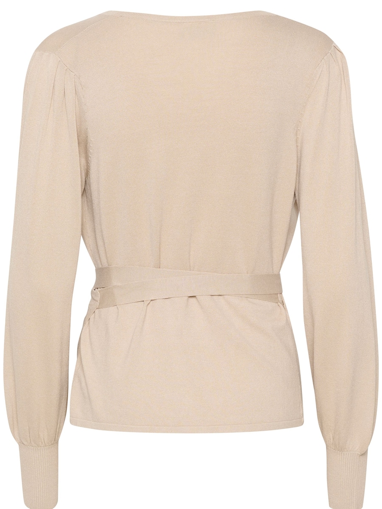Kaffe Natural Anno Tying Belt Wrap Cardigan - Image 6 of 6