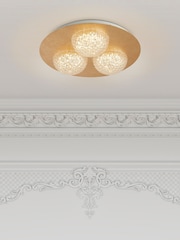 Searchlight Gold Lilac Gold LED 3LT Flush Ceiling Light - Image 1 of 3