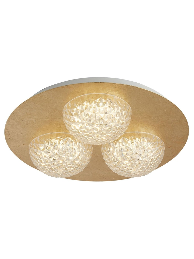 Searchlight Gold Lilac Gold LED 3LT Flush Ceiling Light - Image 2 of 3