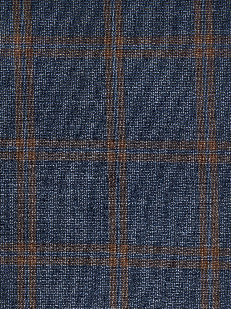 Bright Blue Slim Fit Trimmed Check Suit Jacket - Image 11 of 11