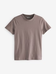 Neutral Taupe Brown Essential Pure Cotton Short Sleeve Crew Neck T-Shirt - Image 5 of 6