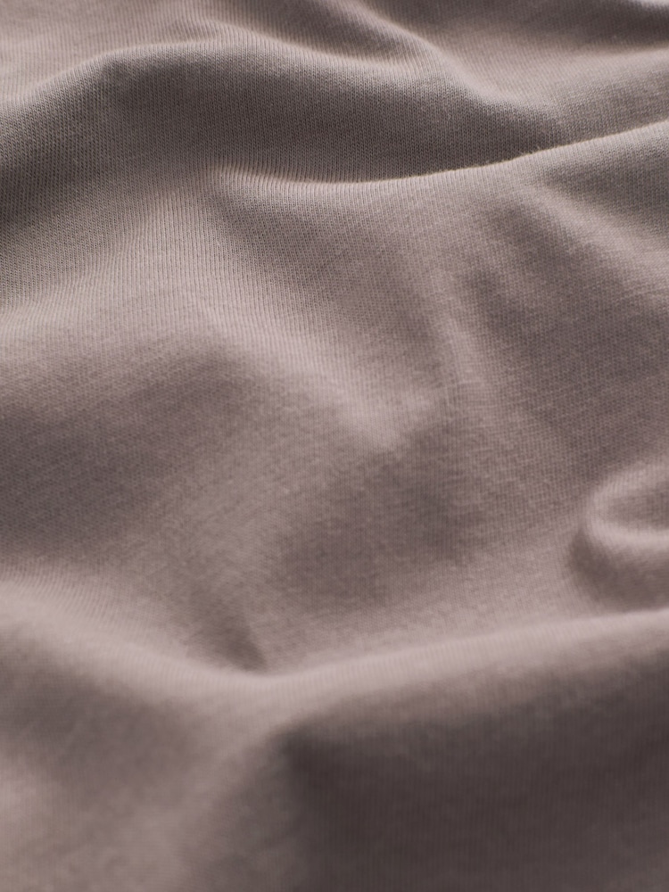 Neutral Taupe Brown Essential Pure Cotton Short Sleeve Crew Neck T-Shirt - Image 6 of 6