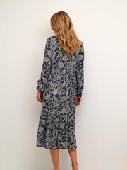 Kaffe Mille Long Sleeve Button Black Midi Dress - Image 2 of 6