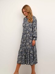 Kaffe Mille Long Sleeve Button Black Midi Dress - Image 3 of 6