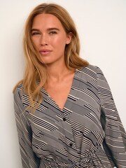 Kaffe Sophia V-Neck Midi Length Wrap Dress - Image 4 of 6