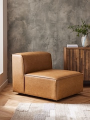 Vintaged Faux Leather Light Brown Single Centre Piece Alba Modular Sofa - Image 1 of 14