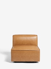 Vintaged Faux Leather Light Brown Single Centre Piece Alba Modular Sofa - Image 11 of 14