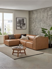 Vintaged Faux Leather Light Brown Single Centre Piece Alba Modular Sofa - Image 7 of 14