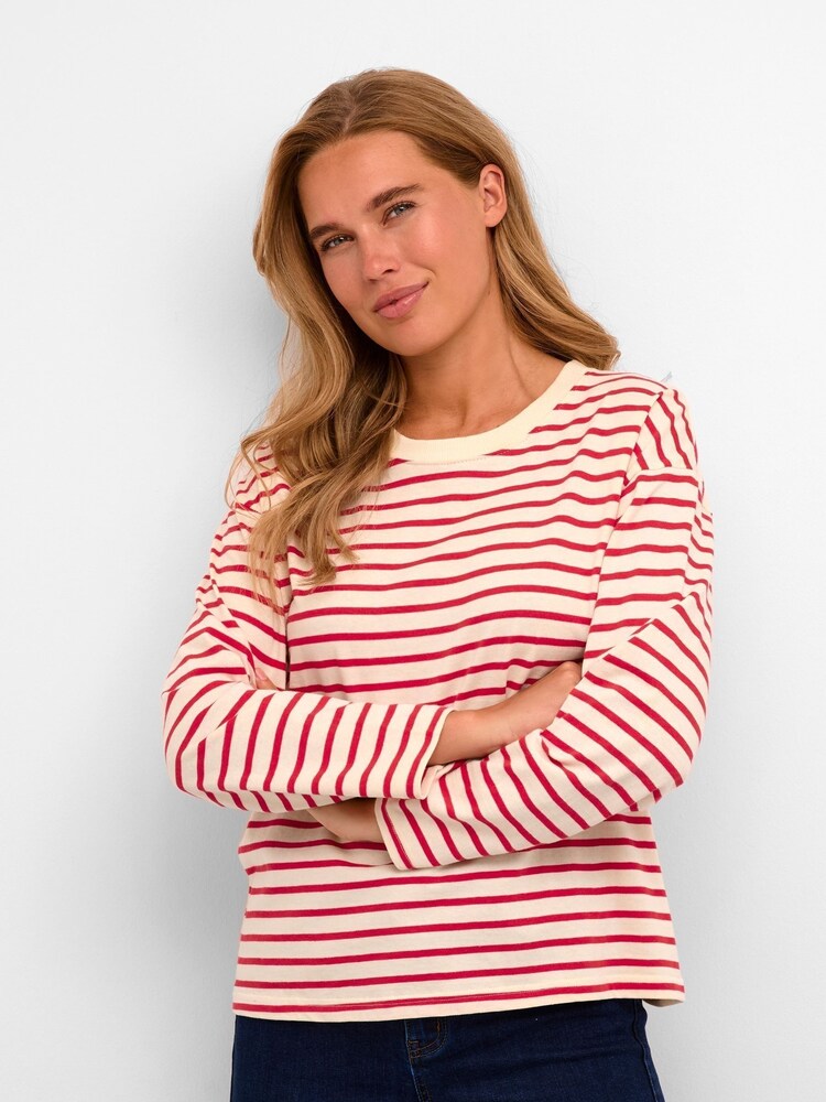 Kaffe 100% Cotton Kawinny Long Sleeve White T-Shirt - Image 1 of 6 Kaffe 100% Cotton Kawinny Long Sleeve White T-Shirt - Image 1 of 6