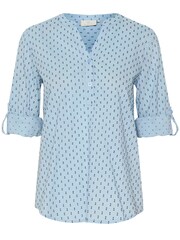 Kaffe Blue 100% Cotton Silona V-Notch Neck Blouse - Image 5 of 6