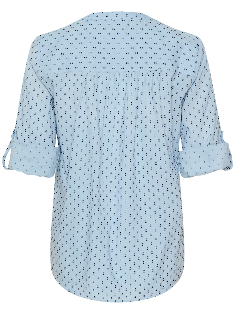 Kaffe Blue 100% Cotton Silona V-Notch Neck Blouse - Image 6 of 6