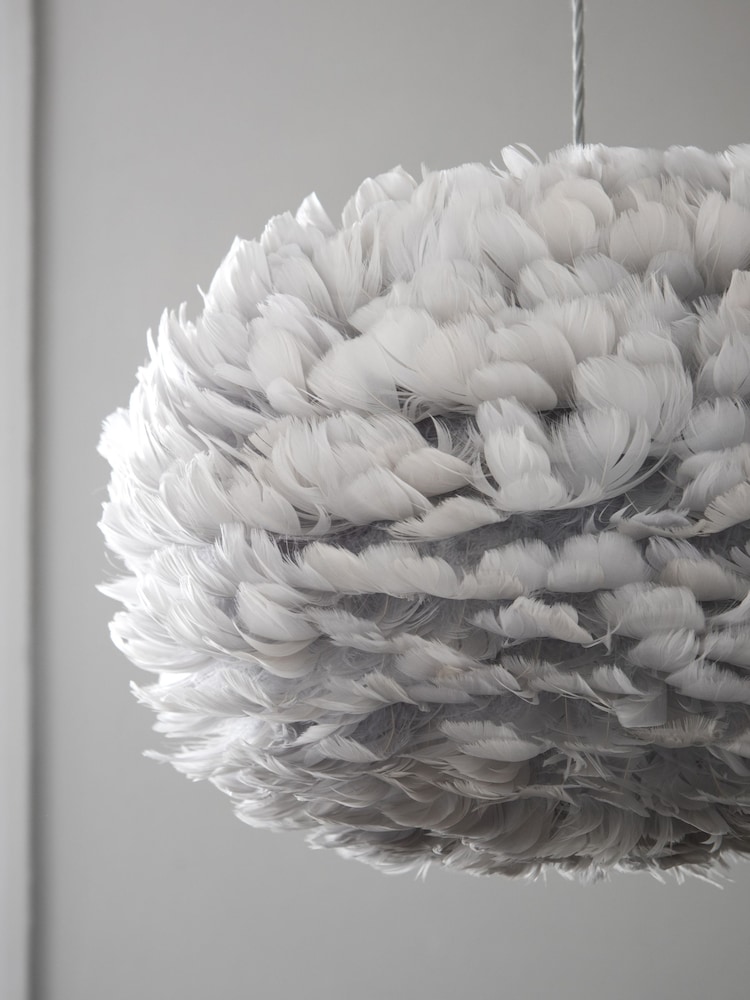 Lipsy Grey Feather Ceiling Light Shade - Image 1 of 7