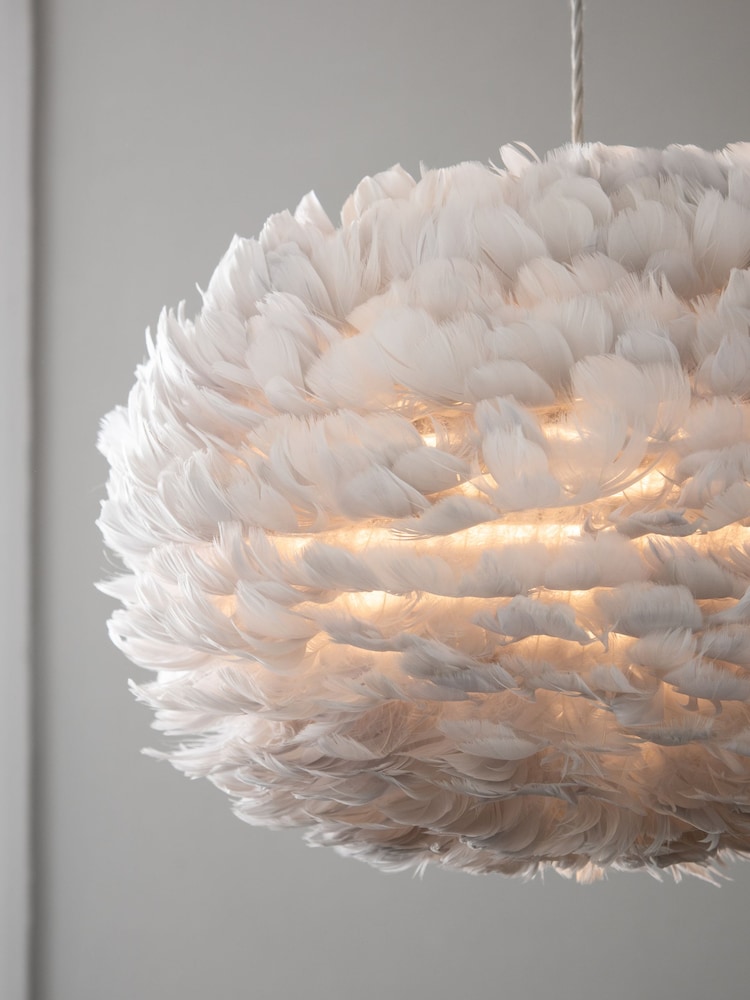 Lipsy Grey Feather Ceiling Light Shade - Image 2 of 7