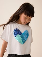 Blue Heart Sequin T-Shirt (3-16yrs) - Image 1 of 8