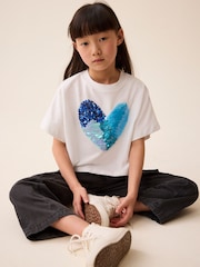 Blue Heart Sequin T-Shirt (3-16yrs) - Image 2 of 8