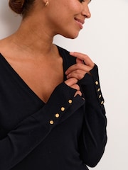 Kaffe Lizza V-Neck Buttoned Cuffs Jumper - Image 4 of 6