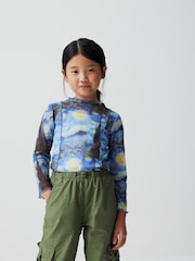 Vincent Van Gogh Blue Starry Night APOH Long Sleeve Mesh Top (3-16yrs) - Image 1 of 7