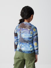 Vincent Van Gogh Blue Starry Night APOH Long Sleeve Mesh Top (3-16yrs) - Image 3 of 7