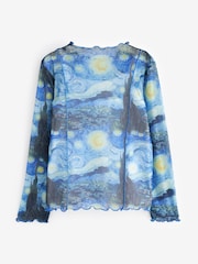 Vincent Van Gogh Blue Starry Night APOH Long Sleeve Mesh Top (3-16yrs) - Image 6 of 7
