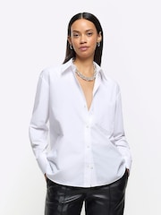 River Island White Poplin Boyfriend Shirt - Image 1 of 6