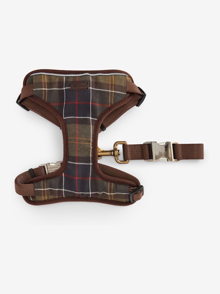 Barbour® Khaki Green Classic Tartan Dog Travel Harness and Lead - Image 1 of 9