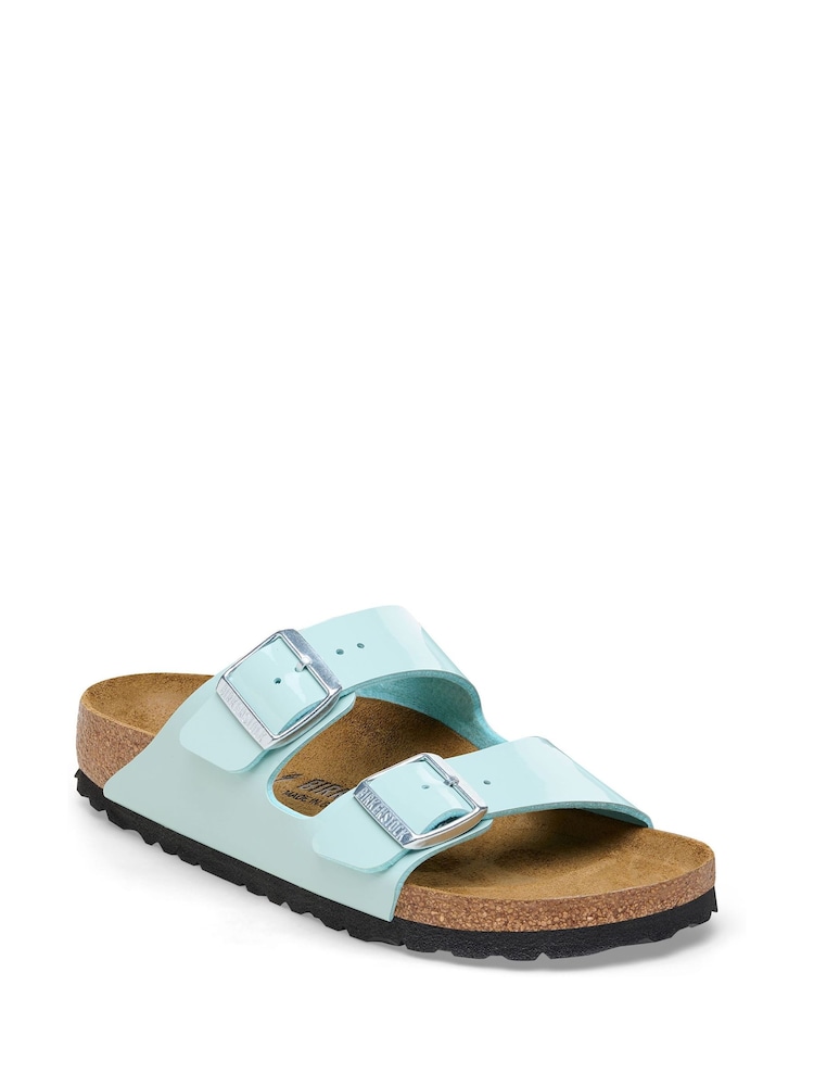 Birkenstock Green Arizona Birko Flor Patent Sandals - Image 1 of 2 Birkenstock Green Arizona Birko Flor Patent Sandals - Image 1 of 2