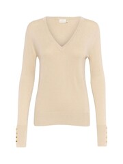Kaffe Natural Lizza V-Neck Buttoned Cuffs Pullover - Image 5 of 6