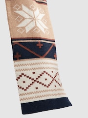 Reiss Navy Multi Norbury Fairisle Pattern Knitted Scarf - Image 4 of 4