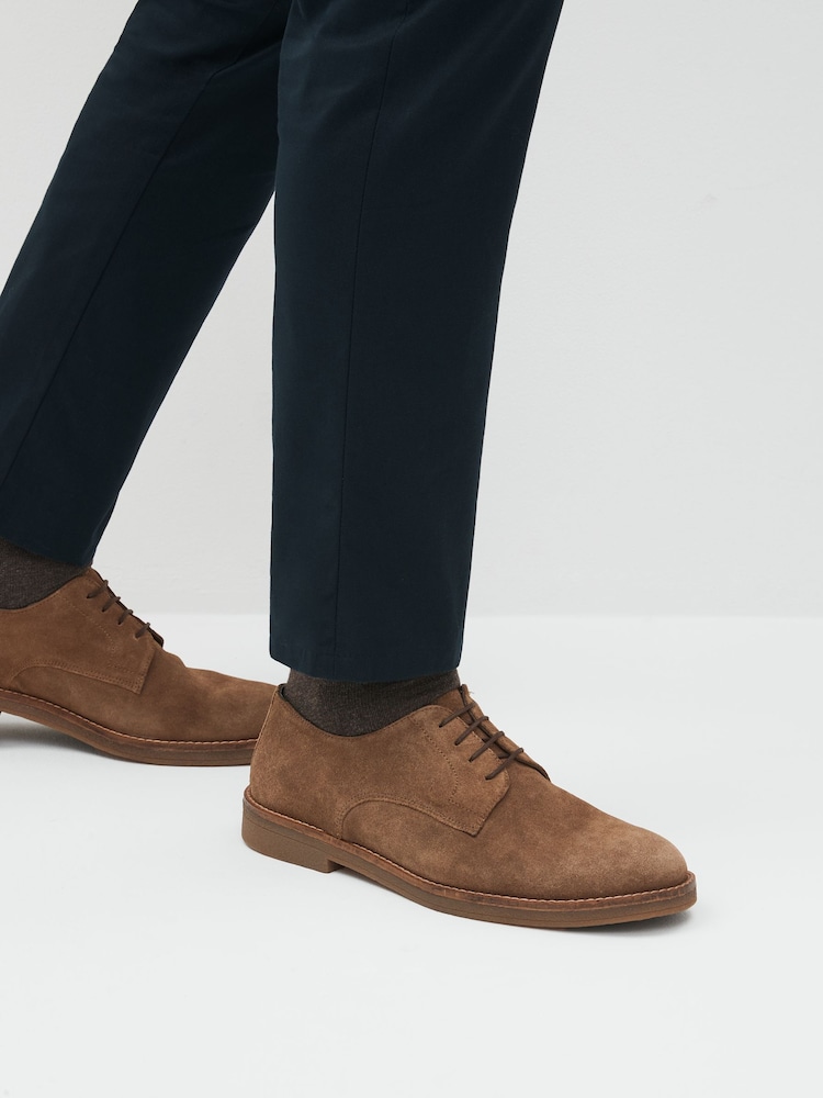 Taupe Brown Suede Chunky Derby Shoes - Image 1 of 7 Taupe Brown Suede Chunky Derby Shoes - Image 1 of 7