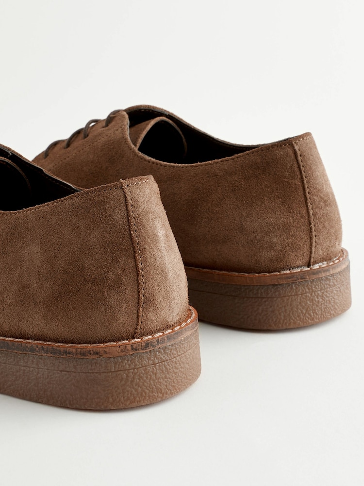 Marron taupe - Chaussures derby épaisses en daim - Image 4 of 7