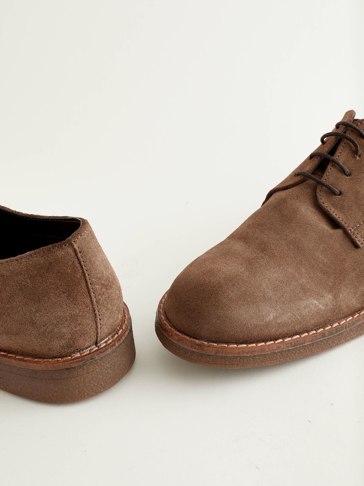 Marron taupe - Chaussures derby épaisses en daim - Image 5 of 7