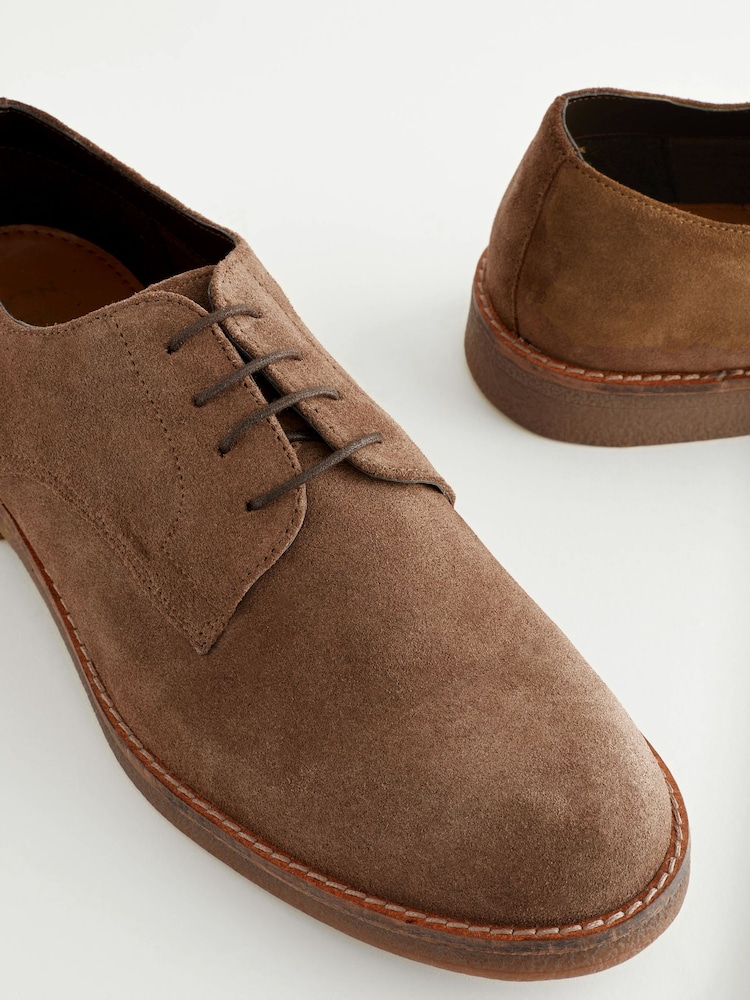 Taupe Brown Suede Chunky Derby Shoes - Image 7 of 7 Taupe Brown Suede Chunky Derby Shoes - Image 7 of 7