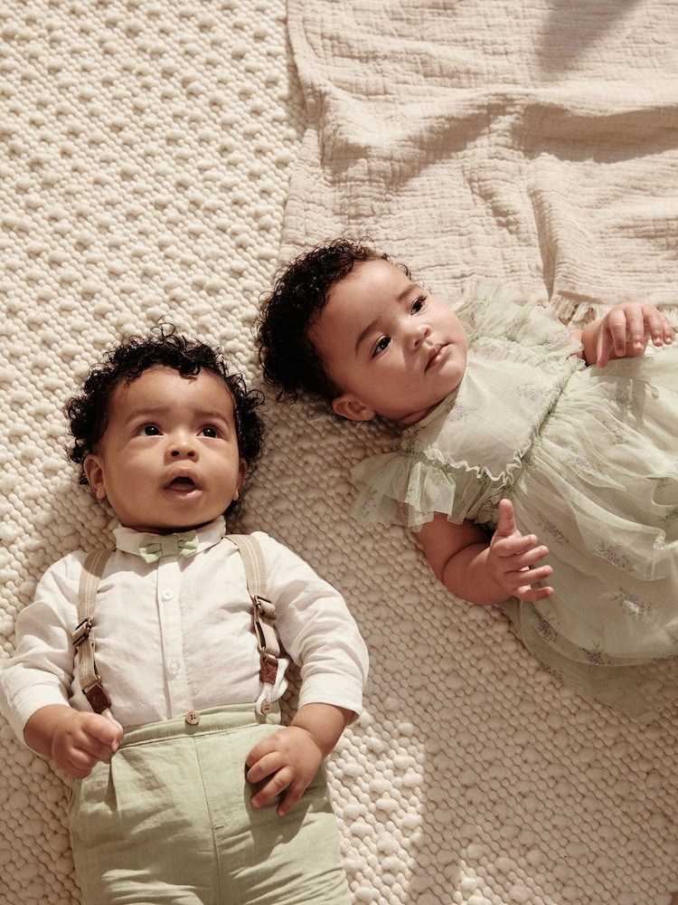 Sage Green Baby Shirt, Trousers and Braces 3 Piece Set (0mths-2yrs) - Image 3 of 13