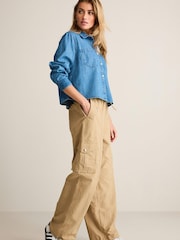 Camel Brown Parachute Pull On Cargo Trousers - Image 2 of 7