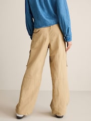 Camel Brown Parachute Pull On Cargo Trousers - Image 3 of 7