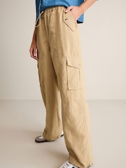 Camel Brown Parachute Pull On Cargo Trousers - Image 4 of 7