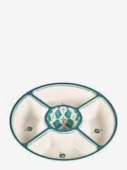 Neutral/Turquoise Mediterranean Picnic Serveware Chip n Dip Bowl - Image 4 of 4