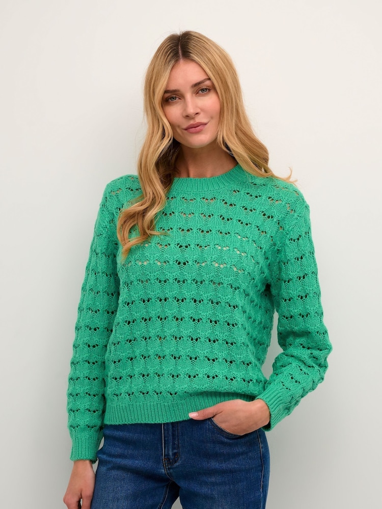 Kaffe Green Elena Lace Knit Pullover - Image 1 of 6