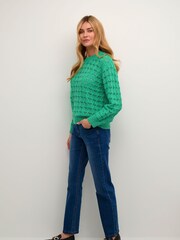 Kaffe Green Elena Lace Knit Pullover - Image 3 of 6