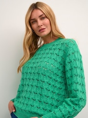 Kaffe Green Elena Lace Knit Pullover - Image 4 of 6