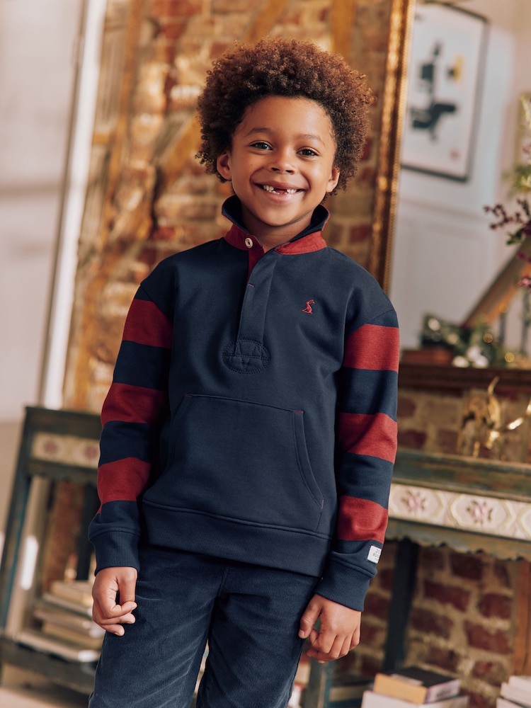Joules Try Navy Blue Rugby Sweatshirt - Image 1 of 8