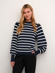 Kaffe Kamala Striped Knit Pullover Jumper - Image 1 of 6